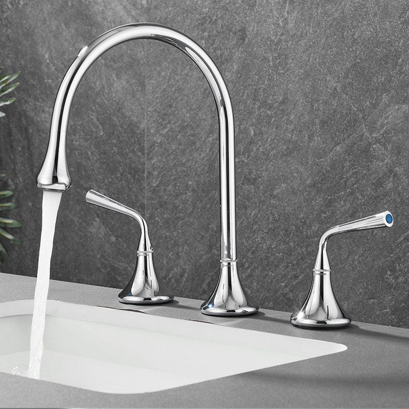 Double Handle Tub Filler Deck Mounted High Arc Brass Modern Roman Tub Filler