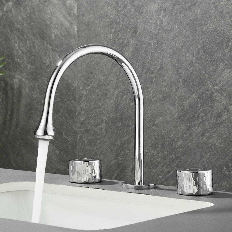 Double Handle Tub Filler Deck Mounted High Arc Brass Modern Roman Tub Filler