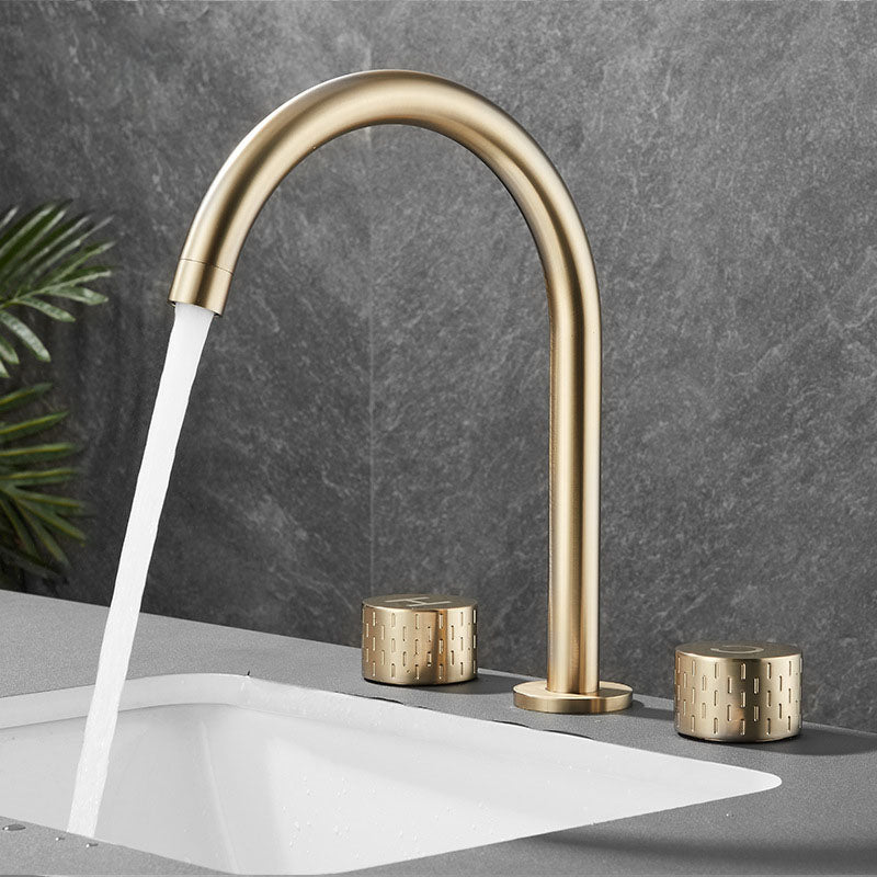 Double Handle Tub Filler Deck Mounted High Arc Brass Modern Roman Tub Filler