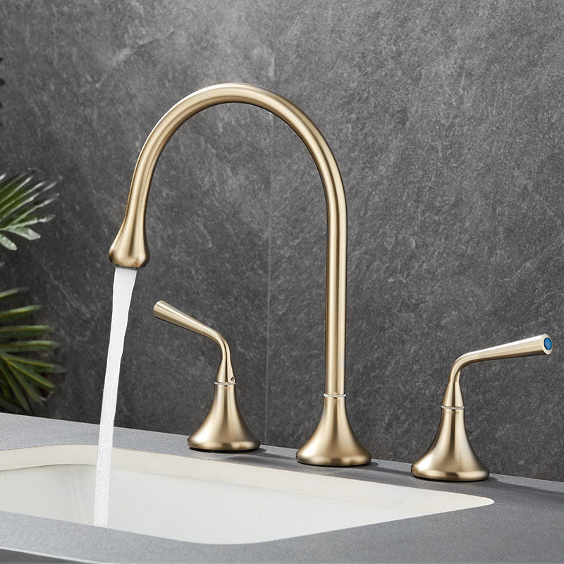 Double Handle Tub Filler Deck Mounted High Arc Brass Modern Roman Tub Filler