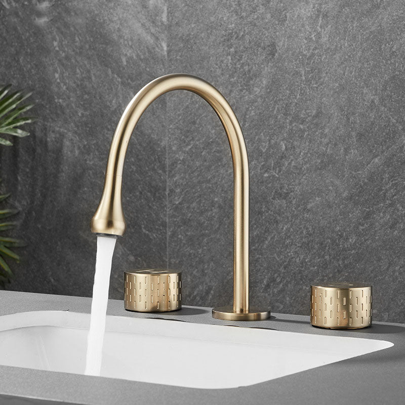 Double Handle Tub Filler Deck Mounted High Arc Brass Modern Roman Tub Filler