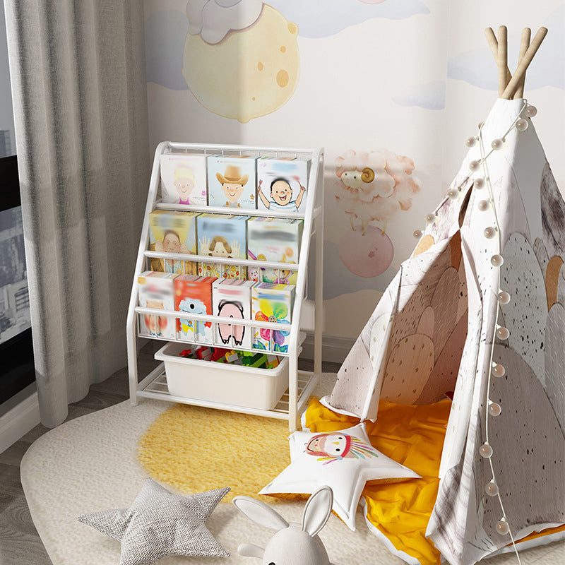 Scandinavian Ladder Bookshelf Metal Closed Back Bookcase with Shelves