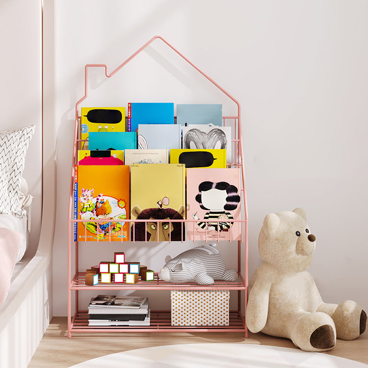 Scandinavian Closed Back Ladder Bookshelf Metal Bookcase with Shelves