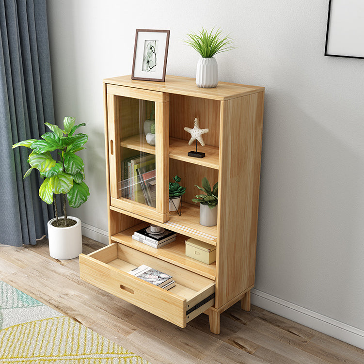 Modern Style Closed Back Bookshelf Standard Wooden Bookcase with Cabinets