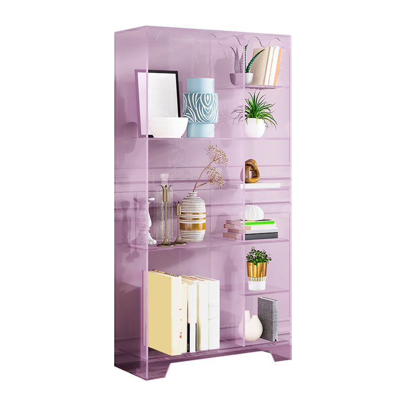 Contemporary Closed Back Standard Bookshelf Acrylic Bookcase with Rectangular Shelves
