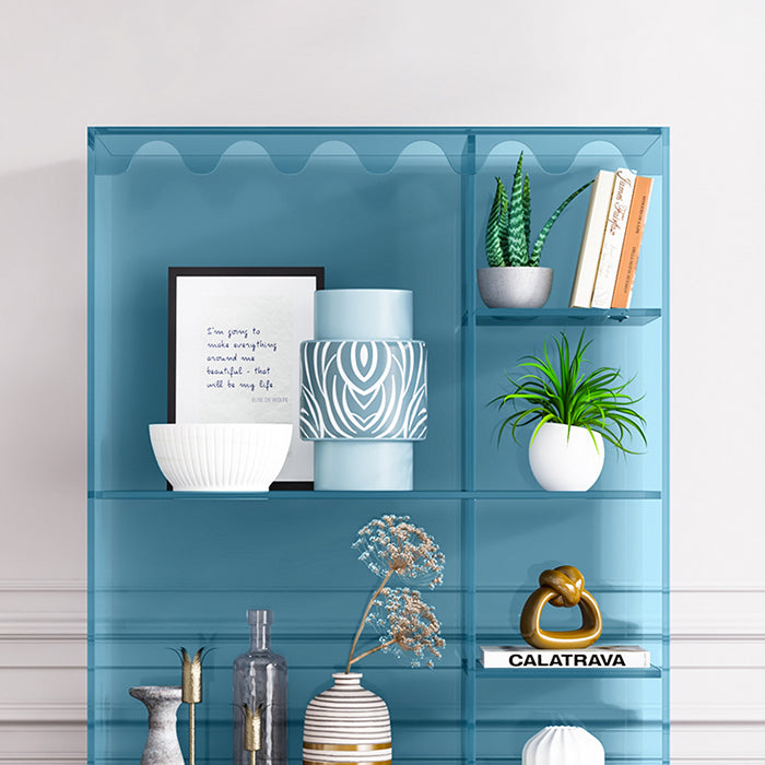 Contemporary Closed Back Standard Bookshelf Acrylic Bookcase with Rectangular Shelves
