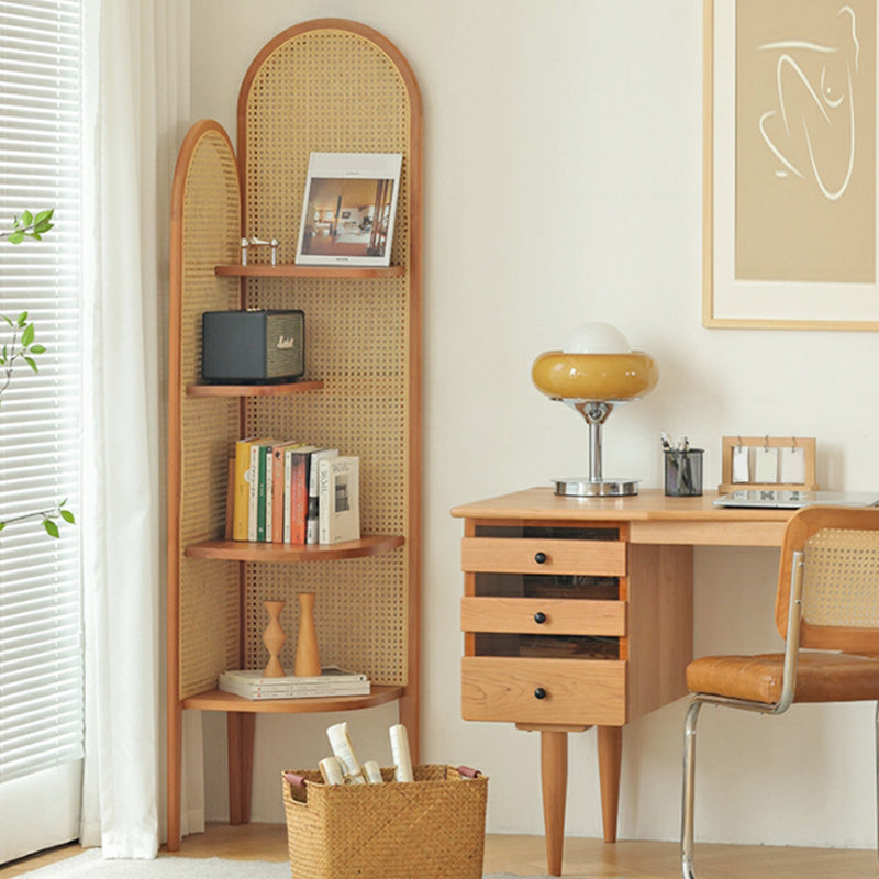 Corner Scandinavian Bookcase Wooden Closed Back Bookshelf with Shelves