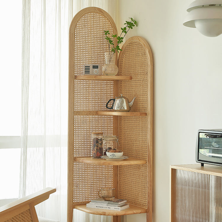 Corner Scandinavian Bookcase Wooden Closed Back Bookshelf with Shelves