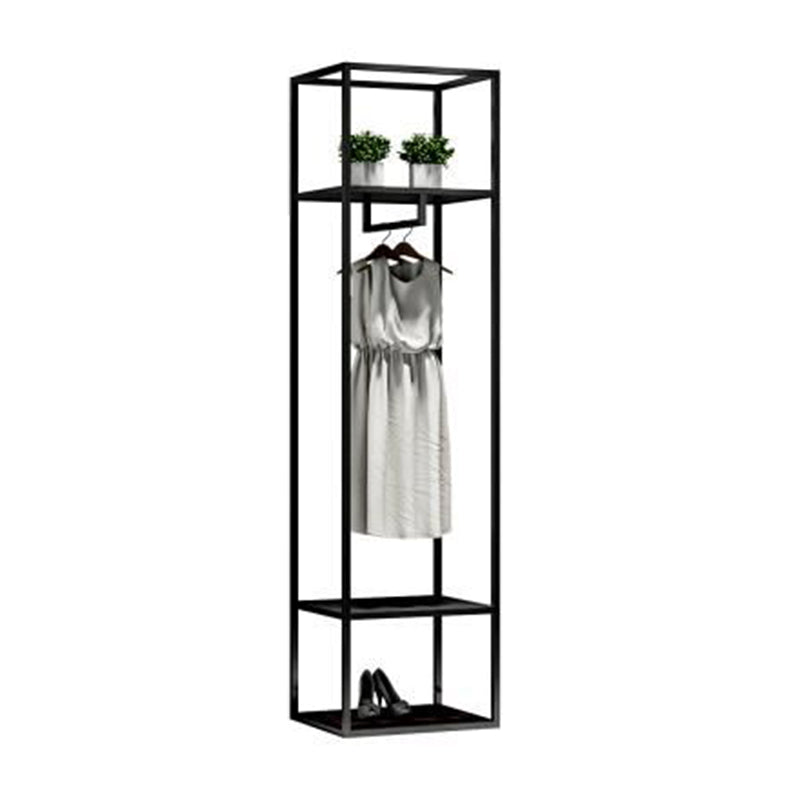 Industrial Style Coat Hanger Iron Coat Rack with Storage Shelving