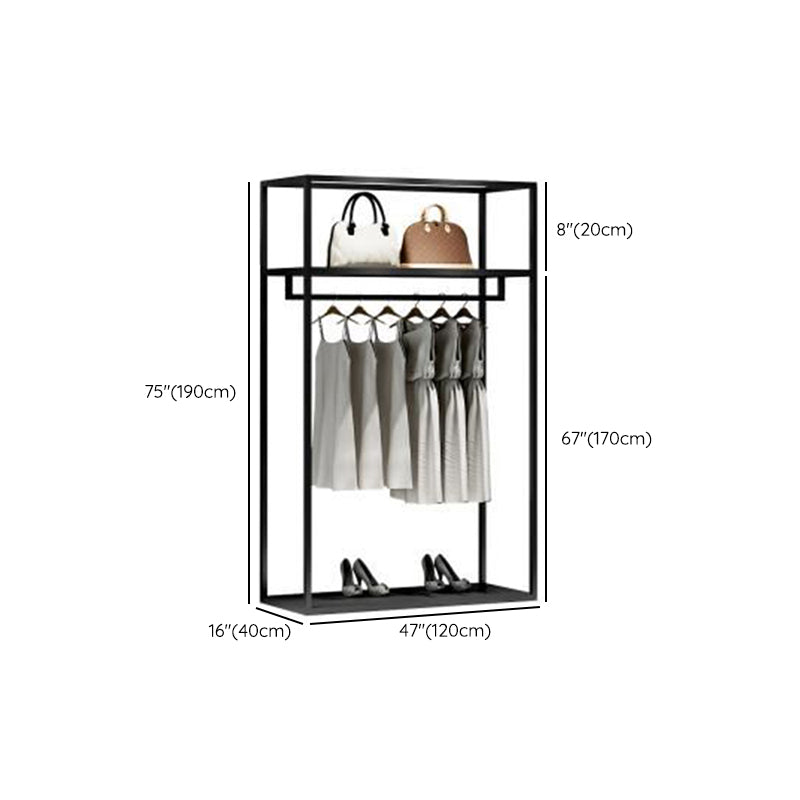 Industrial Style Coat Hanger Iron Coat Rack with Storage Shelving
