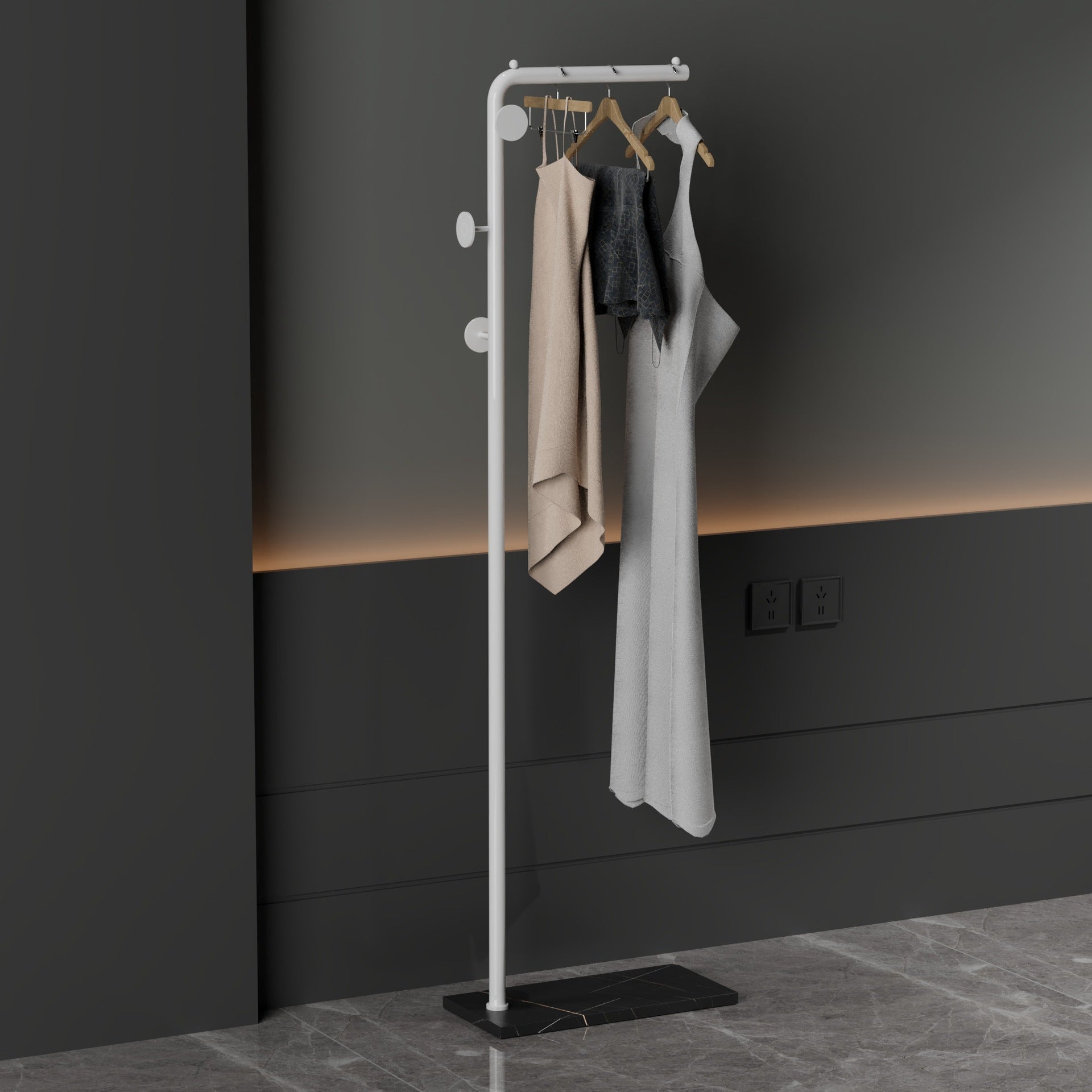 Modern Coat Rack Coat Hooks Metal Coat Rack with Marble Bottom