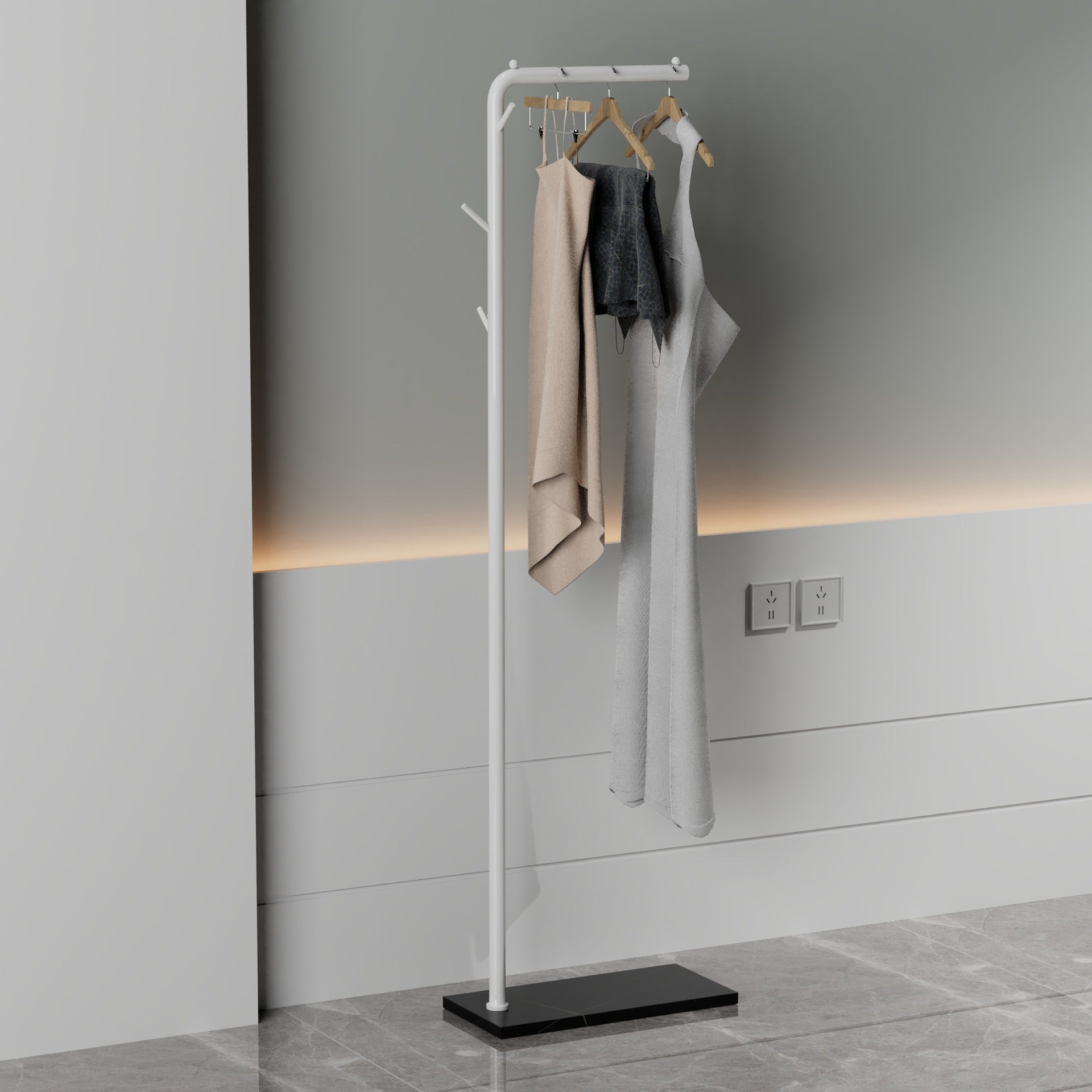 Modern Coat Rack Coat Hooks Metal Coat Rack with Marble Bottom