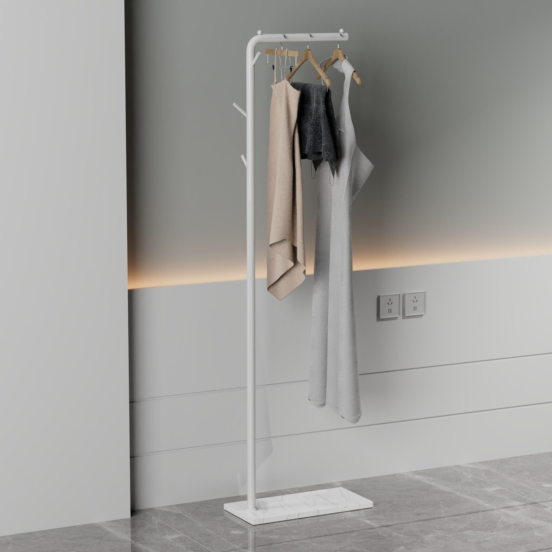 Modern Coat Rack Coat Hooks Metal Coat Rack with Marble Bottom