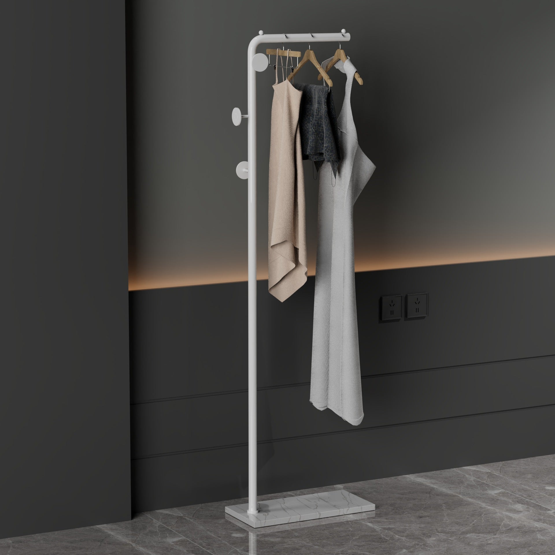 Modern Coat Rack Coat Hooks Metal Coat Rack with Marble Bottom