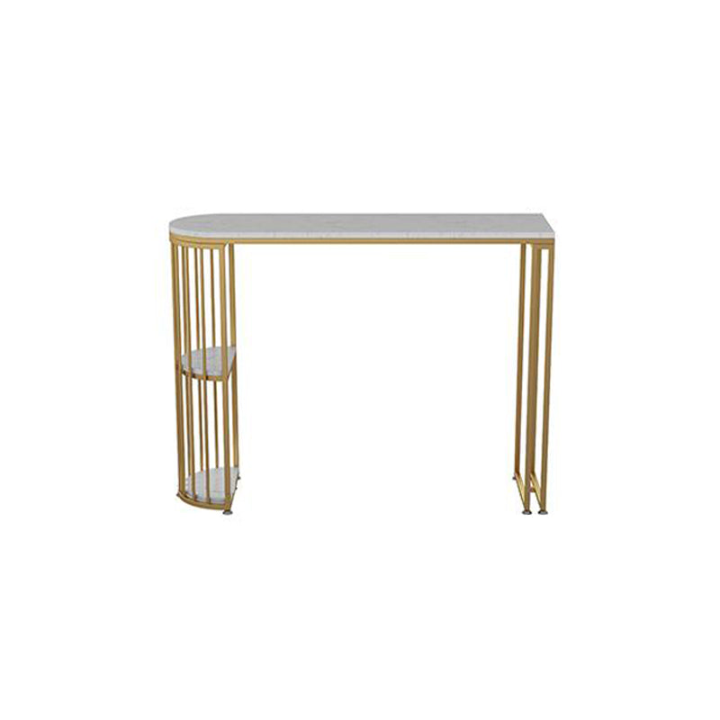 Glam Specialty White Bar Table Faux Marble Pedestal Bar Height Pub Table with Shelves