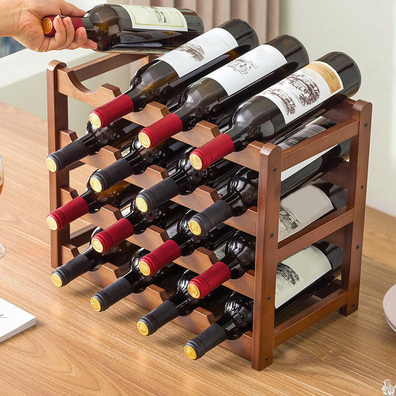 Countertop Wine Rack Wooden Wine Bottle Rack for Living Room