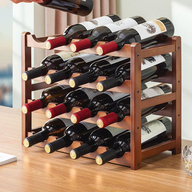 Countertop Wine Rack Wooden Wine Bottle Rack for Living Room