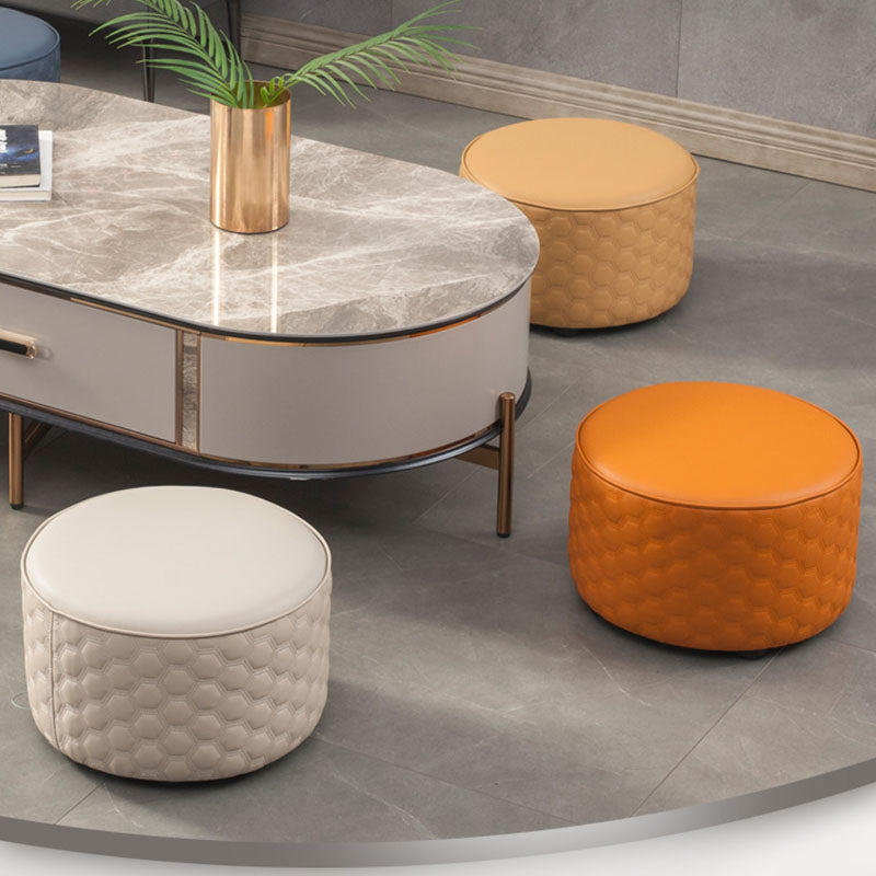 Genuine Leather Standard Stool Modern Minimalist Round Footrest
