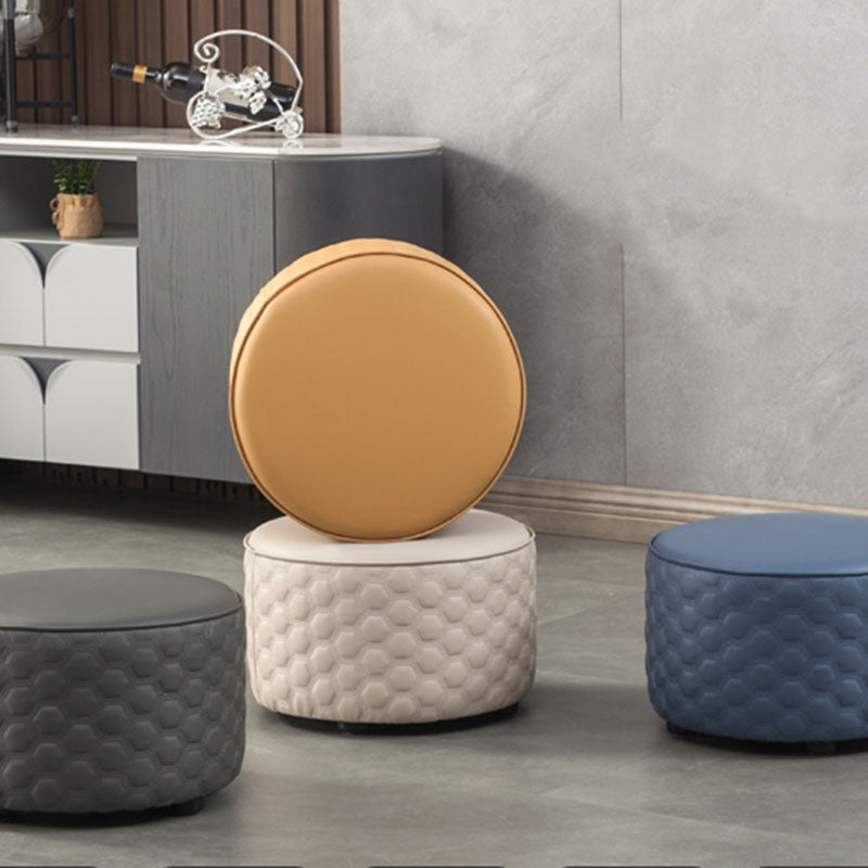 Genuine Leather Standard Stool Modern Minimalist Round Footrest