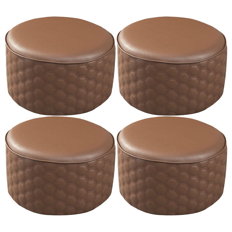 Genuine Leather Standard Stool Modern Minimalist Round Footrest