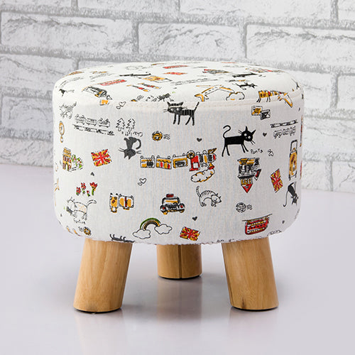 Fabric Standard Stool Contemporary Simple Round Upholstered Ottoman