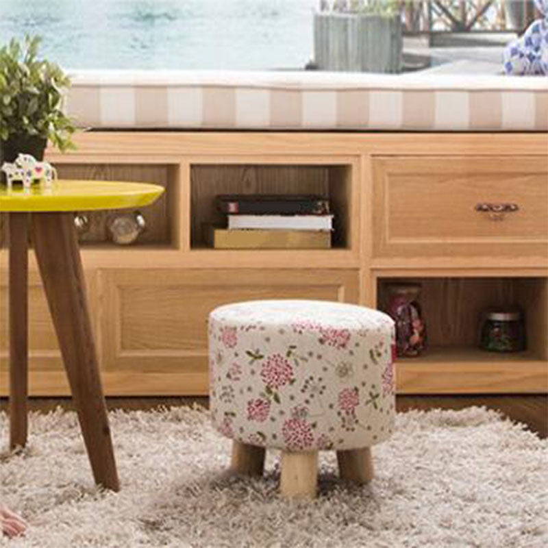 Fabric Standard Stool Contemporary Simple Round Upholstered Ottoman