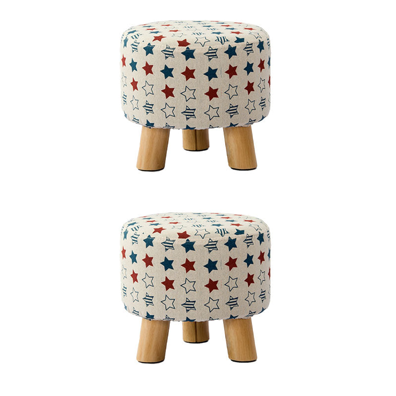 Fabric Standard Stool Contemporary Simple Round Upholstered Ottoman