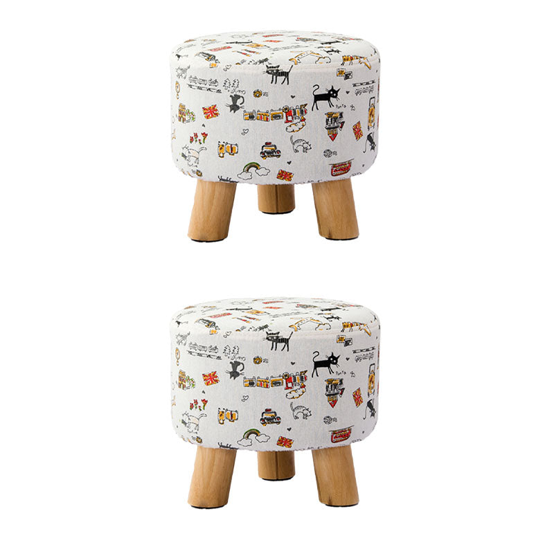 Fabric Standard Stool Contemporary Simple Round Upholstered Ottoman