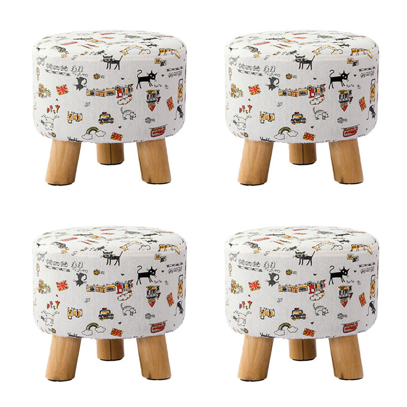 Fabric Standard Stool Contemporary Simple Round Upholstered Ottoman