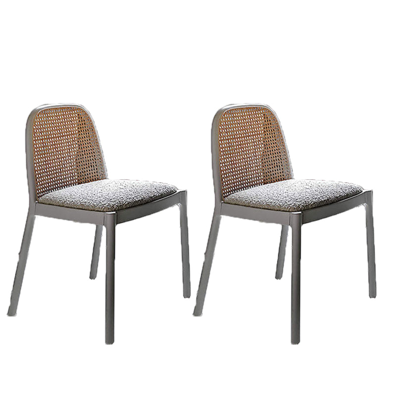 Tropical Rattan Armles Chairs Stacking Outdoors Dining Chairs with Upholstered