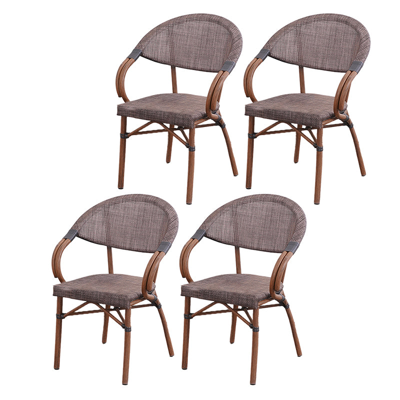 Tropical Rattan Outdoor Bistro Chairs Stacking Outdoors Dining Chairs with Arm
