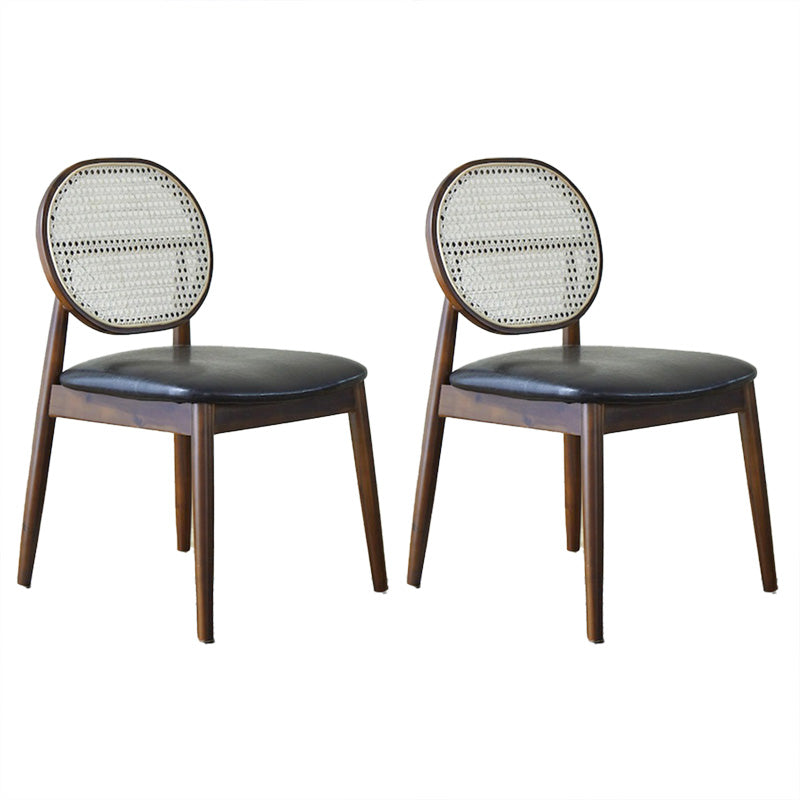 Tropical Dining Side Chair Rattan Outdoors Dining Chairs with Upholstered
