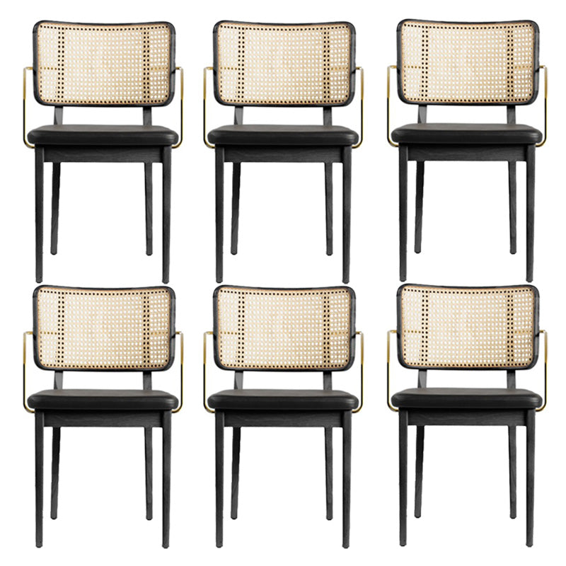 Tropical Armchair Rattan Stacking Outdoors Dining Chairs with Upholstered