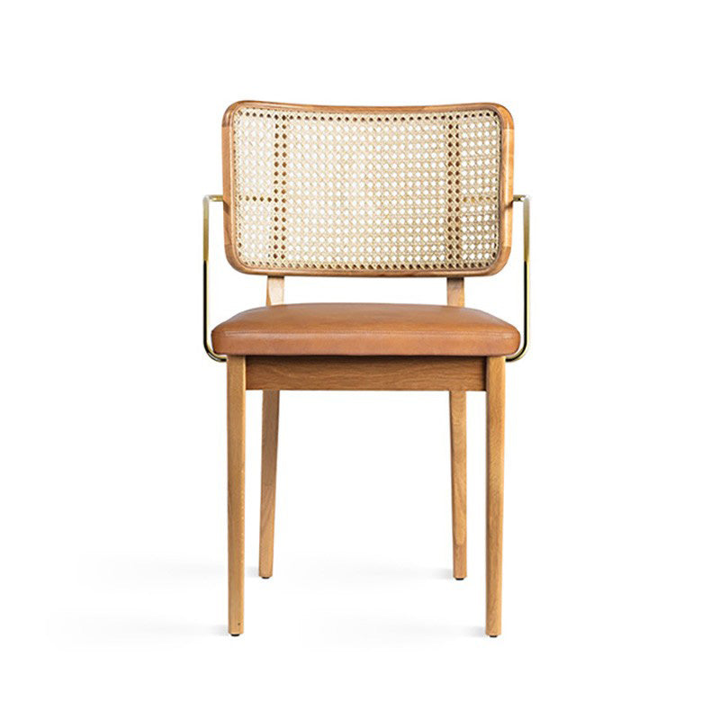 Tropical Armchair Rattan Stacking Outdoors Dining Chairs with Upholstered