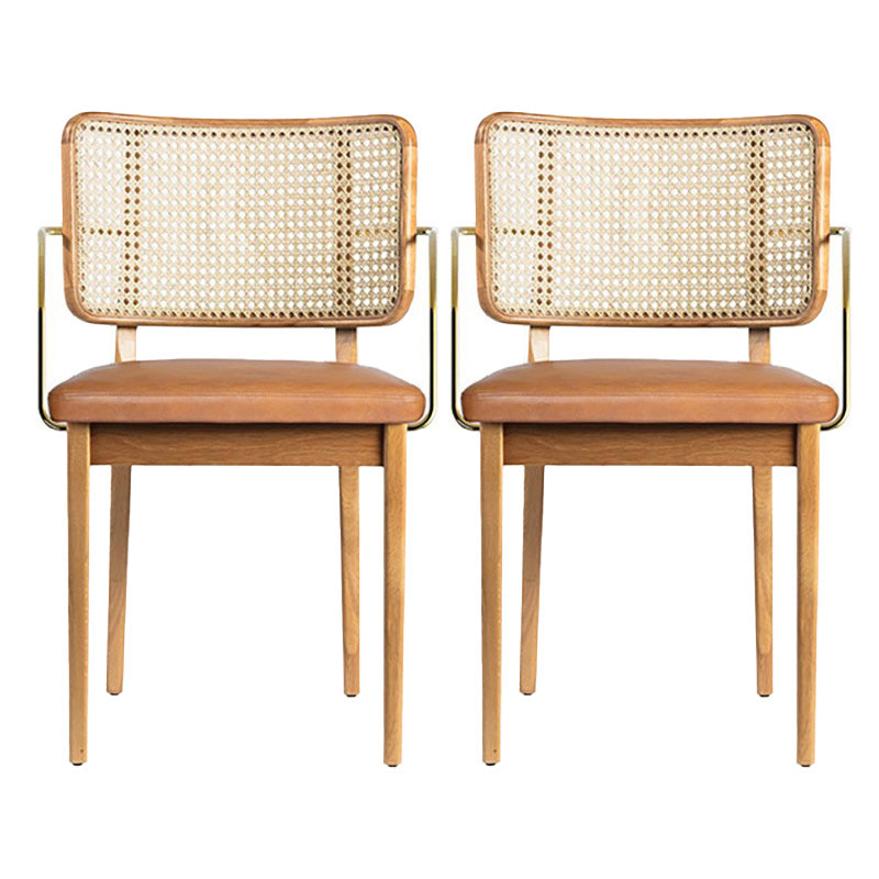Tropical Armchair Rattan Stacking Outdoors Dining Chairs with Upholstered