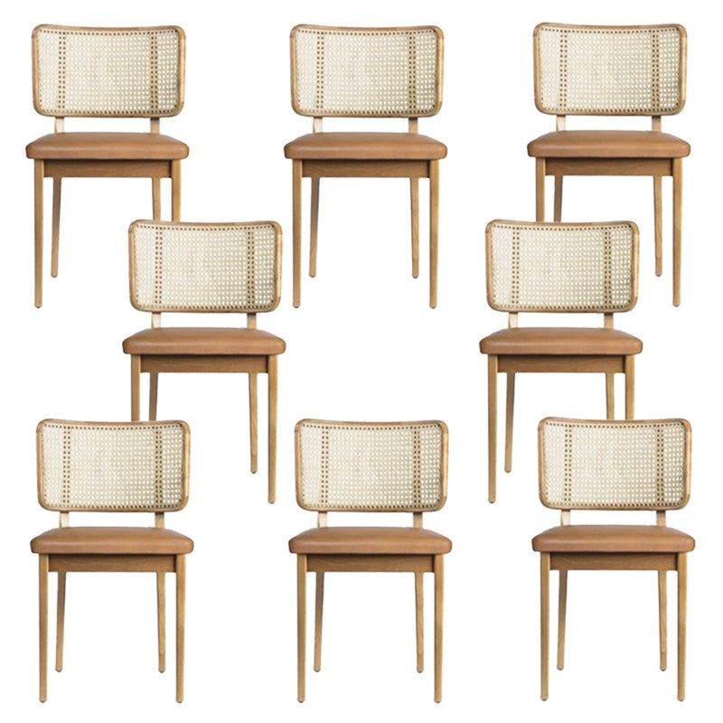 Tropical Armchair Rattan Stacking Outdoors Dining Chairs with Upholstered