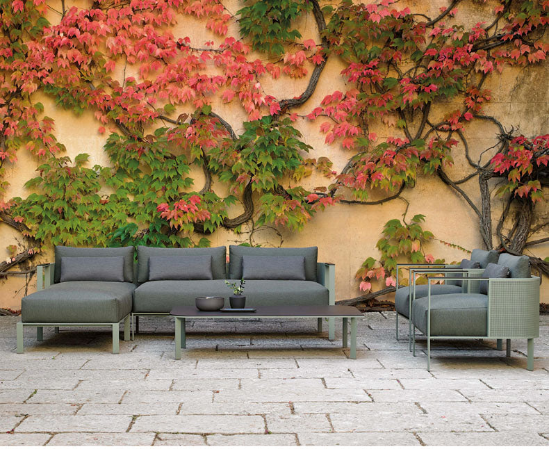 Stainless Steel Frame Outdoor Sofa Industrial Water Resistant Patio Sofa with Cushion