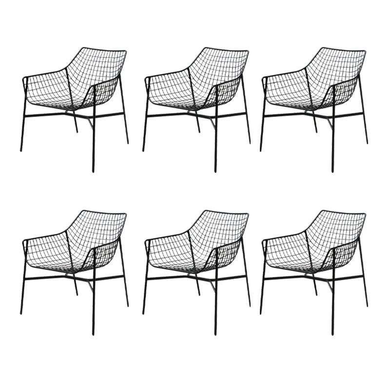 Industrial Metal Dining Armchair Water Resistant Armchair with Arm