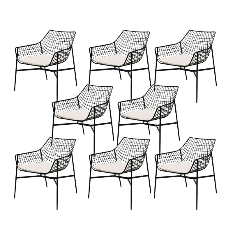 Industrial Metal Dining Armchair Water Resistant Armchair with Arm