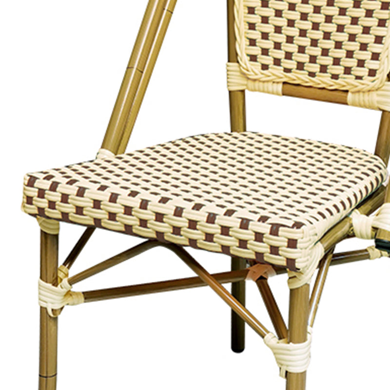 21" Wide Tropical Outdoor Chair Armles Rattan Dining Side Chair