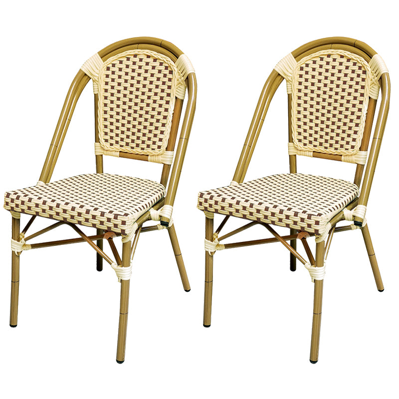 21" Wide Tropical Outdoor Chair Armles Rattan Dining Side Chair