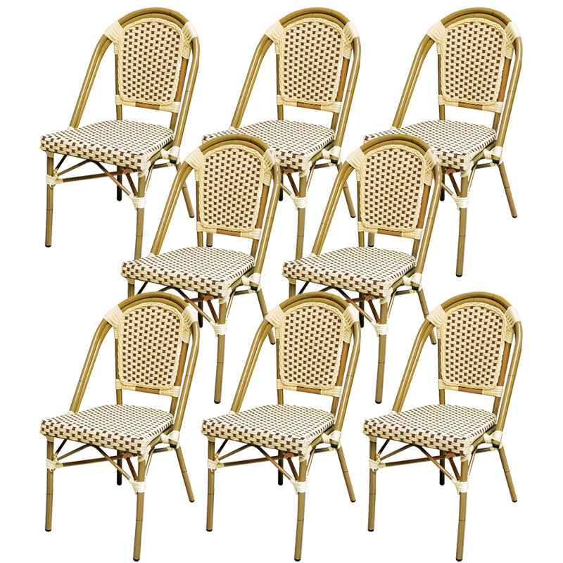 21" Wide Tropical Outdoor Chair Rattan Armles Dining Side Chair