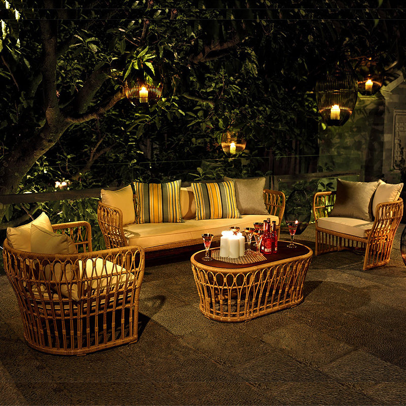 Arc Shape Outdoor Sofa Tropical Shape Willow Vine Seating in Wood