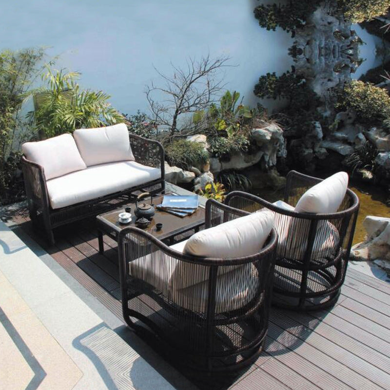 Industrial Style Metal Frame Outdoor Sofa Water Resistant Patio Sofa