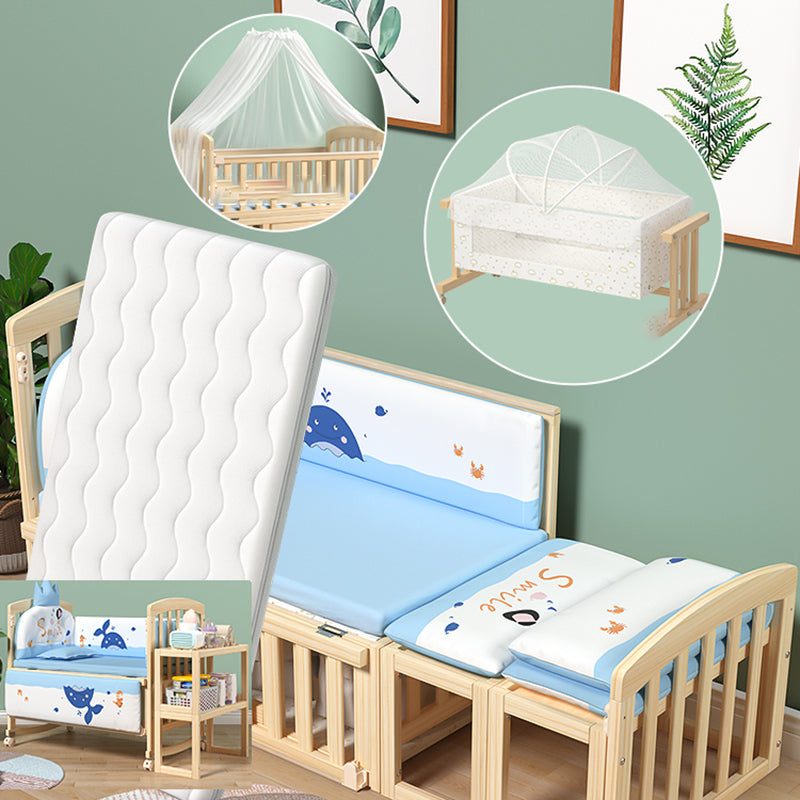 Farmhouse / Country Wood Washed Natural with Guardrail Baby Crib