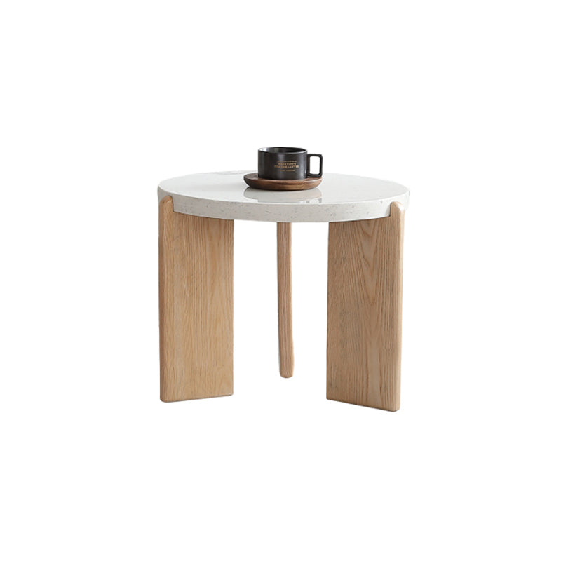 Solid Wood Coffee Table Modern Natural & White Geometric Cocktail Table