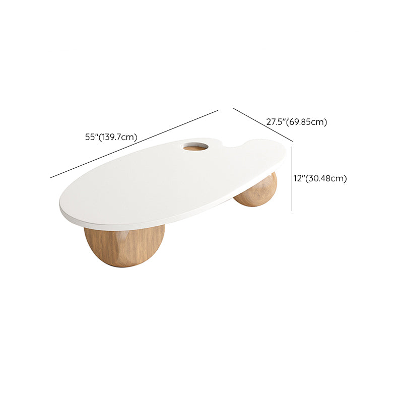 Solid Wood Coffee Table Modern Natural & White Geometric Cocktail Table