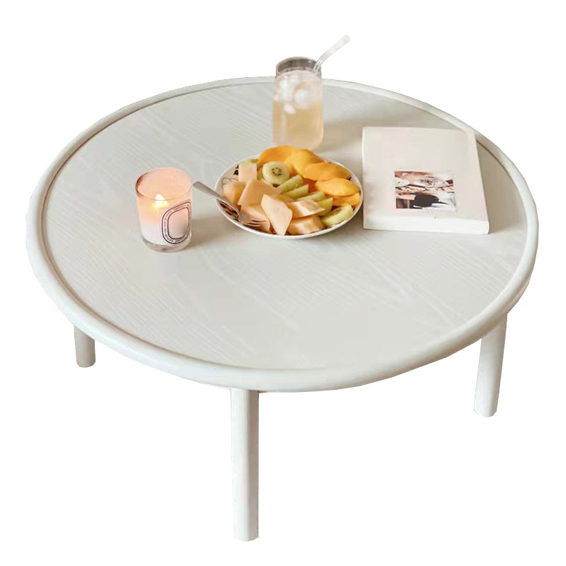 Contemporary Cream Round Coffee Table Solid Wood 1 Single Cocktail Table