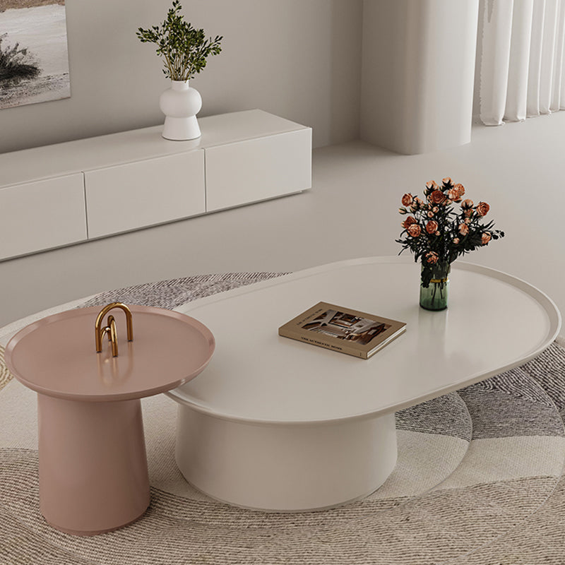 Elliptical Pedestal Coffee Table Set Modern 47.2" W Cocktail Table