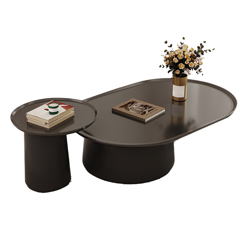 Elliptical Pedestal Coffee Table Set Modern 47.2" W Cocktail Table